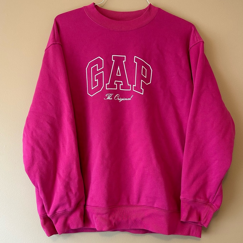 GAP Logo Crewneck Sweatshirt in Pink Size L